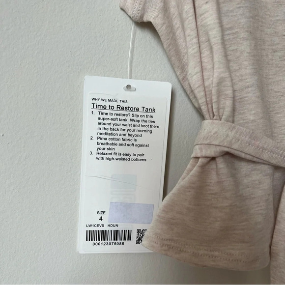 NWT Lululemon Time to Restore Tie Tank Top in Tan - Picture 4 of 6